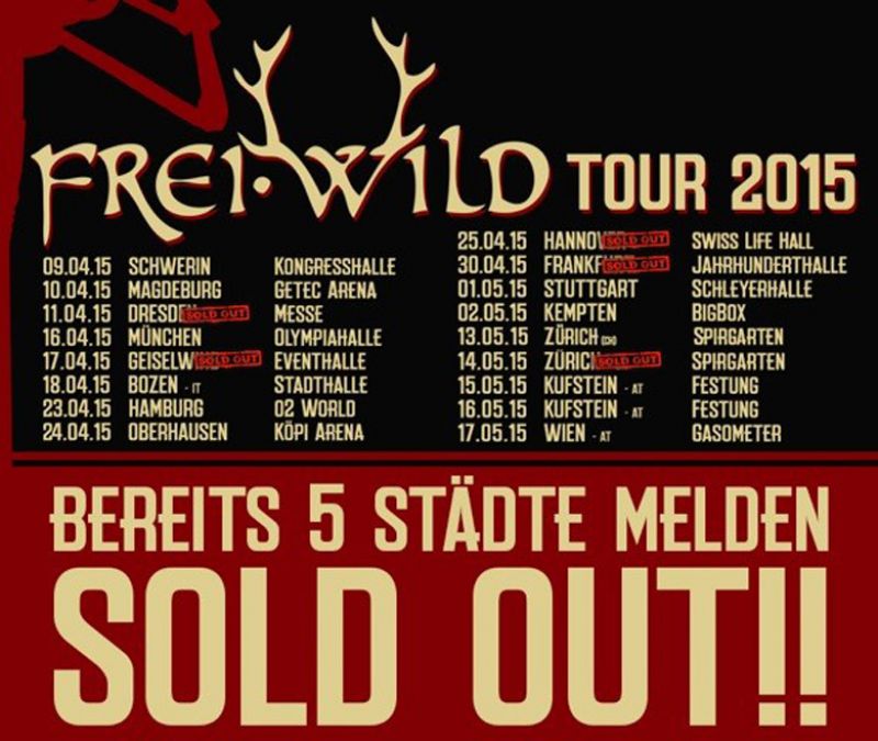 Frei-Wild Tour 2015 – bereits 5 Städte melden SOLD OUT