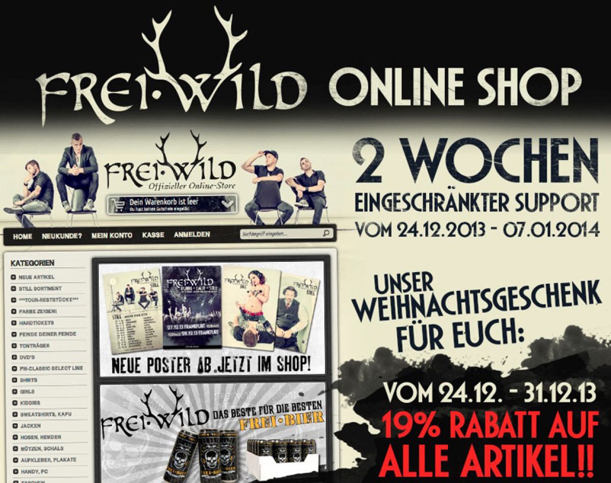  Frei.Wild Shop: Feiertagsregelung und Euer Weihnachtsgeschenk 