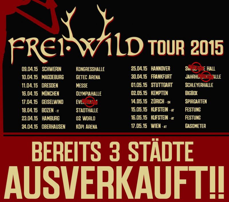 Frei.Wild Arena Tour 2015 – die Reihen füllen sich unaufhörlich, unerbittlich und gnadenlos