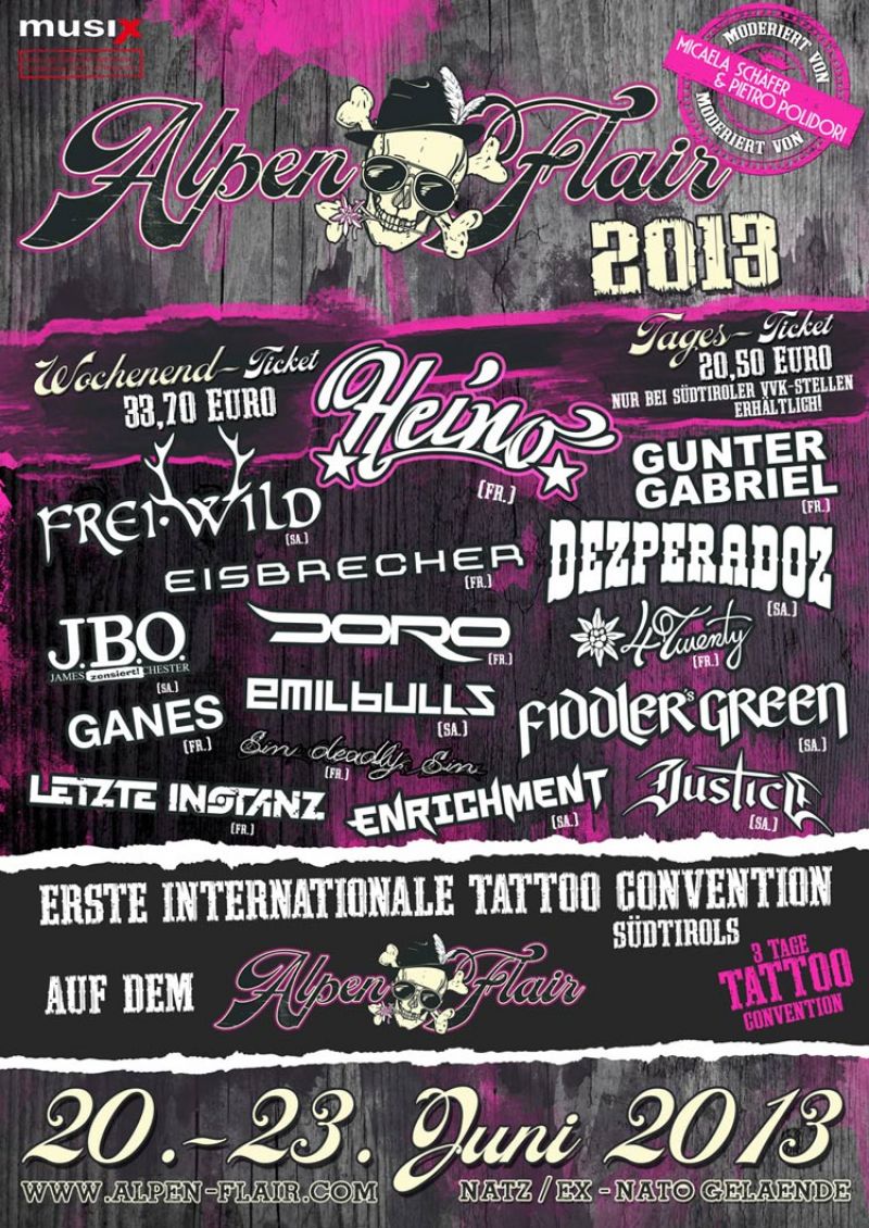 Alpen Flair: Line Up final, Tattoo Convention final und der Vorverkauf = kolossal
