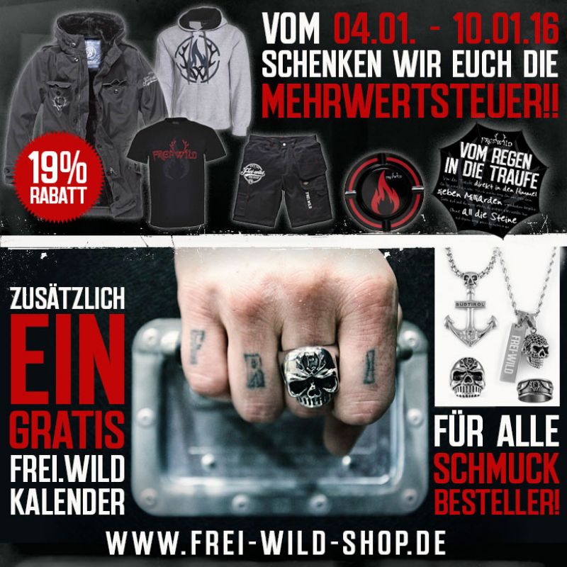 Vom 04.01.-10.01.2016 schenken wir Euch die Mehrwertsteuer!!!