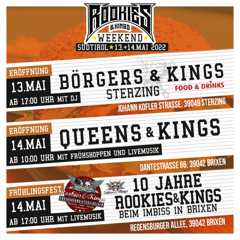 Rookies&Kings Weekend SÜDTIROL - am 13. und 14. Mai !