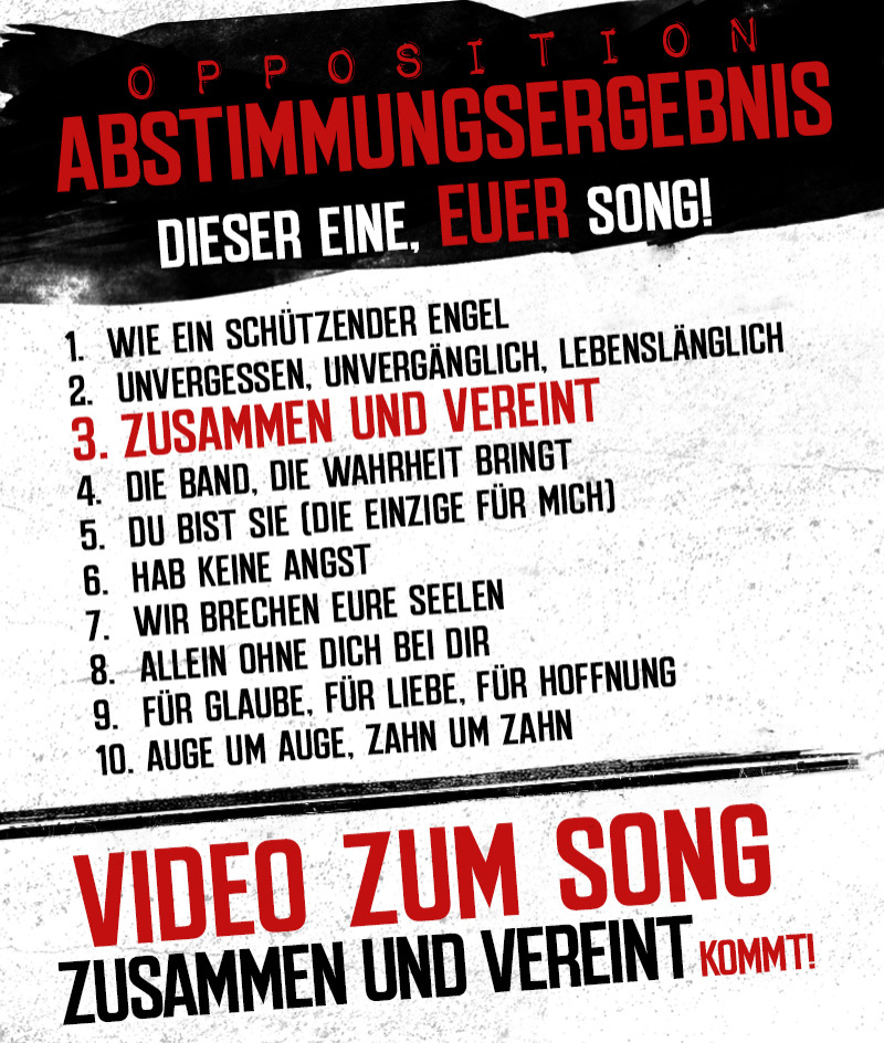 „OPPOSITIONS“ ABSTIMMUNGSERGEBNIS - Dieser Eine, Euer Song !